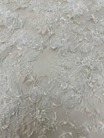Tissu en dentelle florale brodée multicolore avec embellissements en perles, tissu en dentelle à paillettes