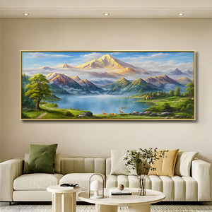 Landscape Painting With Treasure Basin Design Aluminum Alloy <b>Frame</b> Contemporary Living Room <b>Wall</b> Art Single Piece Crystal - Product Image 3