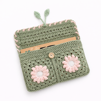 Tas Rajut Granny Square Gaya Vintage, Dompet Kerajinan Tekstil, Hadiah Benang Rajut
