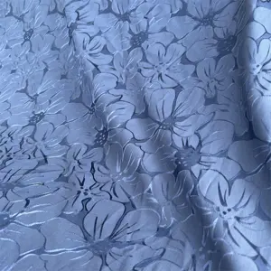 2205 High Density Satin Jacquard 97%Polyester 3%Spandex 120gsm 150cm Lotus Pattern Woven Embossed Polyester Jacquard Fabric