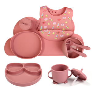 ชุดจานชามซิลิโคนสำหรับเด็กพกพาแบบพิมพ์ลายเอง 9 ชิ้น - Product Image 1