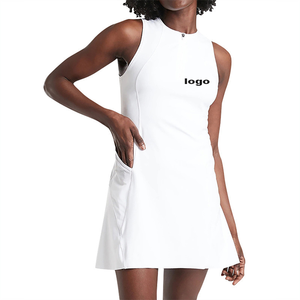 Женское теннисное Спортивное платье <span class=keywords><strong>2</strong></span> в 1 с воротником на молнии и карманами - Product Image 1