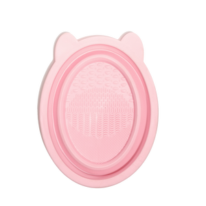 Outil de nettoyage de pinceaux de maquillage en silicone, bol de lavage rose pour houppettes et éponges de beauté, ensemble de brosses, usage domestique, portable, fabriqué en Chine, avec étiquetage - Product Image 1