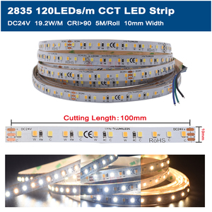 Dimmable 2835 LED Strip <span class=keywords><strong>USB</strong></span> kết nối linh hoạt 120LED/M CCT kép trắng (Trung tính & ấm Trắng) DC24V cho chiếu sáng nhà - Product Image 5