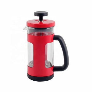 Cafetière à piston en verre sans BPA, résistante à la chaleur, avec cadre rouge durable, capacité de 350/800/1000 ml - Product Image 4