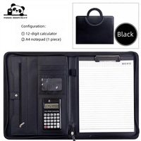 Carpeta Portafolio Expandible de Cuero PU Negro A4 con Múltiples Bolsillos y Cierre, para Documentos, Currículum y Negocios