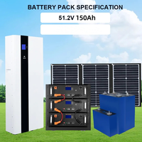Batterie lithium-ion murale 48V 150Ah 7.6KW avec cellules de qualité A, BMS et haute efficacité pour l'alimentation de secours