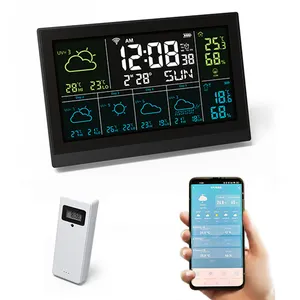 Estação meteorológica Tuya Digital Wifi LCD Display UV Previsão meteorológica automática 5 dias
