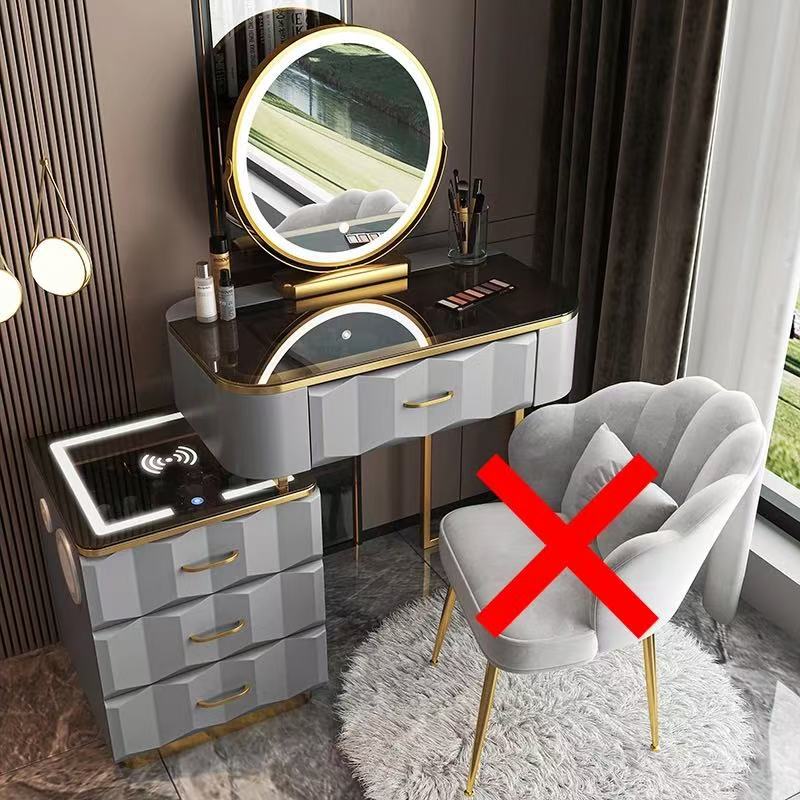 Gray 80-inch smart cabinet with smart mirror and no stool