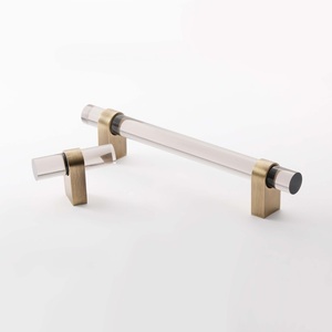 Maxery grigio fumo In acrilico e ottone antico pomello <span class=keywords><strong>per</strong></span> manici e manopole <span class=keywords><strong>per</strong></span> <span class=keywords><strong>mobili</strong></span> porta cucina armadio cassetto In armadio tira - Product Image 2