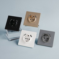 Prise murale encastrée 2 P + T 16A avec 2 chargeurs USB Type a Prise murale française EU avec obturateur de protection pour enfants