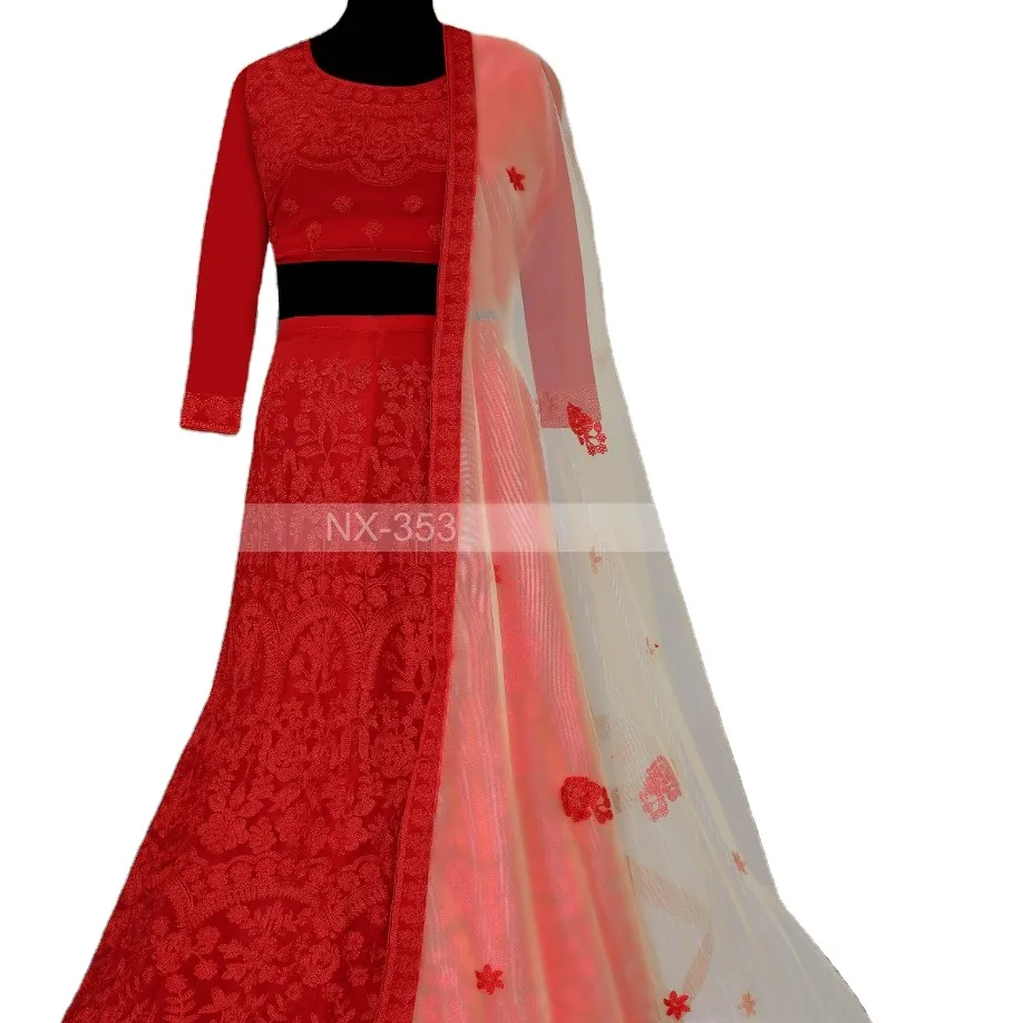 นักออกแบบล่าสุดที่สวยงามสีแดง Lahenga Choli