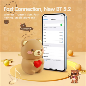 Mini Altavoz Bluetooth Portátil Inalámbrico para Exteriores con Diseño de Oso de Dibujos Animados en Forma de Corazón, Sonido Estéreo para Viajes - Product Image 3