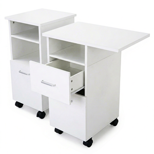 Mesa de Manicura Hongzi con Cajón, Ruedas y Colector de Polvo, Diseño Minimalista Blanco - Product Image 1