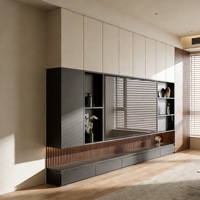 Meuble TV moderne en bois, unité murale TV, table TV pour la maison, meuble de rangement en bois massif de luxe, projet de mobilier sur mesure