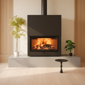 Stufa a Legna in Acciaio Resistente <span class=keywords><strong>con</strong></span> Porta Ignifuga Sollevabile, Caminetto Moderno per Arredamento Soggiorno - Product Image 4