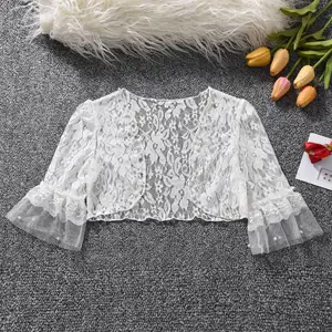 ge girl white thin lace bolero kid wedding party cloak dance shawl cardigan