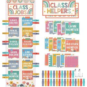 Tableau de classe avec pochettes, cartes, pinces et crochets pour les aides de classe, l'organisation des enseignants et l'affichage sur tableau d'affichage - Product Image 1