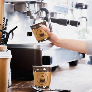 Vasos de café desechables con tapas, fundas y pajitas, vasos de papel con tapas para bebidas calientes, ideales para tiendas, cafeterías y puestos de comida. - Product Image 5