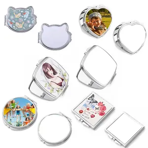 Custom Cosmetic Mirror Makeup Small Mirror Sublimation Rounded Shape Compact Mirror