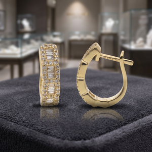 Pendientes de Aro de Oro de 14K con Diamantes Naturales de Corte Brillante, Diseño Clásico de Lujo Simple de 5 Estrellas, Chapados en Rodio, para Boda o Compromiso - Product Image 2