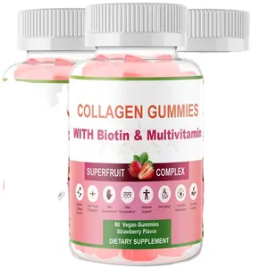 Blanqueamiento DE LA PIEL Vitamina Oso Vegano Biotin Colágeno Gummies Belleza Cabello Piel Uñas Biotin Colágeno Gummy para la pérdida de cabello Suplemento