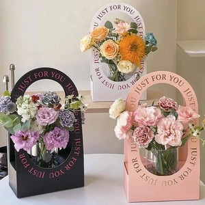 Boîtes d'emballage florales <span class=keywords><strong>en</strong></span> papier kraft de qualité supérieure avec fenêtre transparente et poignée <span class=keywords><strong>en</strong></span> ruban, idéales pour les fleuristes et les boutiques <span class=keywords><strong>en</strong></span> <span class=keywords><strong>ligne</strong></span> - Product Image 1