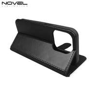 Dompet Kulit PU Sublimasi Polos Grosir dengan Slot Kartu dan Penyangga Lipat untuk iPhone Duo