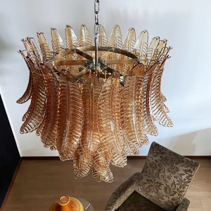 <span class=keywords><strong>Lampadario</strong></span> a spirale in vetro artistico <span class=keywords><strong>arancione</strong></span> bruciato enorme ambra italiana Murano - Product Image 4