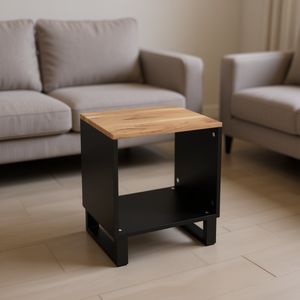 Natural Wood And Black Coffee <b>Table</b> Modern Design With Storage Living Room Furniture - Product Image 2