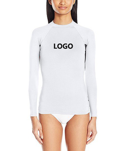 Logo personalizzato In Bianco Tutte Le Donne Bianche UPF50 + Maniche Lunghe in Forma di Compressione <span class=keywords><strong>Swim</strong></span> Diving Surf Rash Guards Camicia - Product Image 6