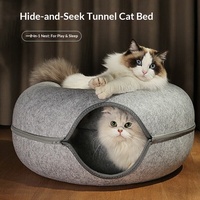 Lit universel quatre saisons pour chat en feutre velours, tunnel, jouet, cabane pour lapin, abri chaud en forme de pneu, amovible et lavable, pour salon