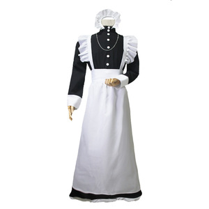 Classique noir blanc femme <span class=keywords><strong>de</strong></span> chambre Style britannique perle fil Long café boutique femme <span class=keywords><strong>de</strong></span> chambre robe maison vacances Cosplay hommes femmes vêtements - Product Image 1
