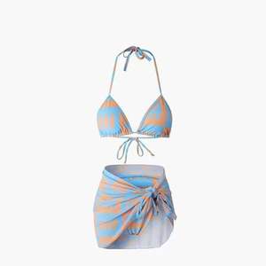 Bikini bandage imprimé fleurs sexy pour femmes <span class=keywords><strong>ensemble</strong></span> de 2 pièces avec bas de tongs 3 pièces vêtements de plage maillots de bain couvrir robe maillot de bain - Product Image 3