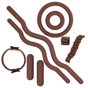 LADYGLOW Pilates aksesuarları silikon <span class=keywords><strong>Dumbbells</strong></span> işın ayak bileği ağırlıkları kadınlar Pilates seti daire çikolata kahverengi Pilates güç kiti - Product Image 1
