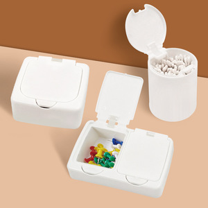 Caja para hisopos de algodón con tapa para protección contra el polvo; organizador para palillos de dientes e hilos de coser; caja de clasificación para escritorio; artículos varios - Product Image 1