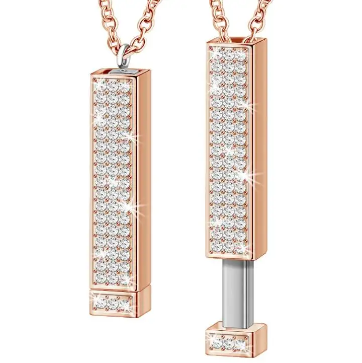 Trendy takı 2022 kişiselleştirilmiş adı dikey 3D bar kolye kristal elmas tüp kolye kolye nedime takı hediyeler