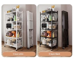 Étagère de rangement pliable et mobile à plusieurs niveaux, sur pieds, <span class=keywords><strong>pour</strong></span> ustensiles de <span class=keywords><strong>cuisine</strong></span> et articles divers - Product Image 1