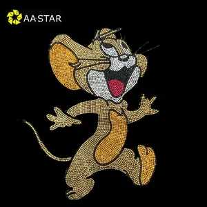 Popular cartoon character mouse hotfix strass motif design rhinestone heat transfer