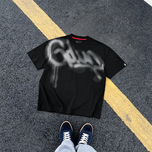 T-shirt da Uomo Streetwear con Logo Personalizzato, Collo Tondo, Stampa DTG, 100% Cotone, Vestibilità Ampia, 280 Gsm, T-shirt Oversize Streetwear - Product Image 2