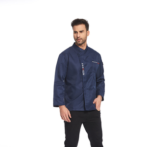 Veste de cuisine unisexe blanche italienne pour chef de <span class=keywords><strong>restaurant</strong></span>, uniforme de travail en sergé à manches longues pour hommes et femmes - Product Image 4