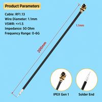 Kabel Pigtail Koaksial RF Generasi Pertama IPEX ke Ujung Solder RF1.13 Micro Coax 6cm untuk Modul WiFi Antena PCB