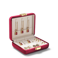 Coffret de présentation de bijoux en velours de luxe avec crochets pour colliers, emplacement pour bagues, compartiment pour boucles d'oreilles, emballage cadeau, logo personnalisé, fermoir doré