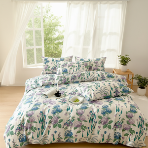 ชุดผ้าปูที่นอนลายดอกไฮเดรนเยียสีน้ำ <span class=keywords><strong>3</strong></span> ชิ้น (ปลอกผ้านวม 1 ชิ้น + ปลอกหมอน 2 ชิ้น) เนื้อผ้านุ่ม ระบายอากาศได้ดี ใช้ได้ทุกฤดู ขนาดควีน ฟูล คิง - Product Image 1