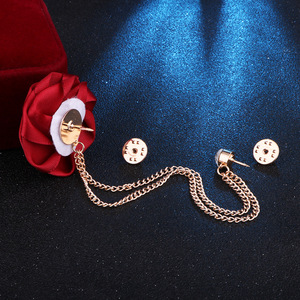 Broche de solapa con borla de flor de rosa de piedra natural chapado en oro de aleación hecho a mano para novio, padrino de boda, aniversario o niños - Product Image 3