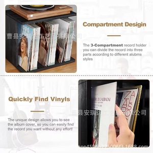 Solid Wood <b>Record</b> Storage Rack Vinyl Player <b>Stand</b> With Storage Box For Home Use - Product Image 5
