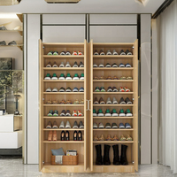 Zapatero de Madera Multicapa de Gran Capacidad Gabinete de Almacenamiento de Madera Maciza Metal Diseño Moderno y Sencillo para Entrada del Hogar