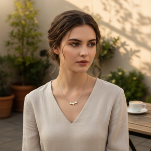 Collar de cuentas de plata de 925K Azuris con accesorio de moda de corazones de tres colores - Product Image 3