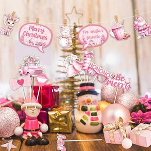 Accessori Fotografici Natalizi Rosa, Oggetti di Scena per Selfie Natalizi, Fai-da-Te per Ragazze e Donne, Buone Feste Invernali - Product Image 2