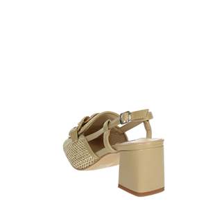 Sandalias de Tacón Donna Slingback de Keys, Modelo K-10630, Color Beige Avio, Parte Superior Tejida, Tacón Cuadrado, Zapatos de Mujer - Product Image 2